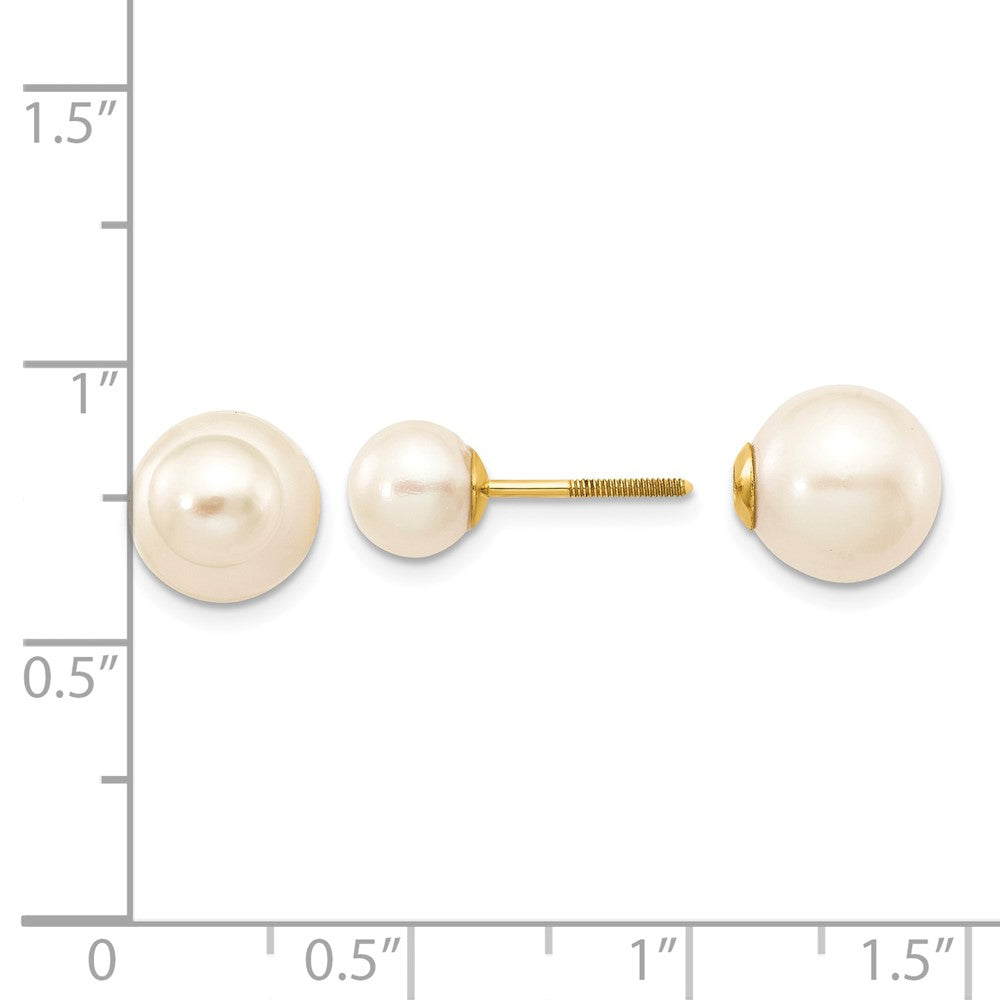 14k 6-7mm & 9-10mm Round Freshwater Cultured Pearl Screw On Post Earrings