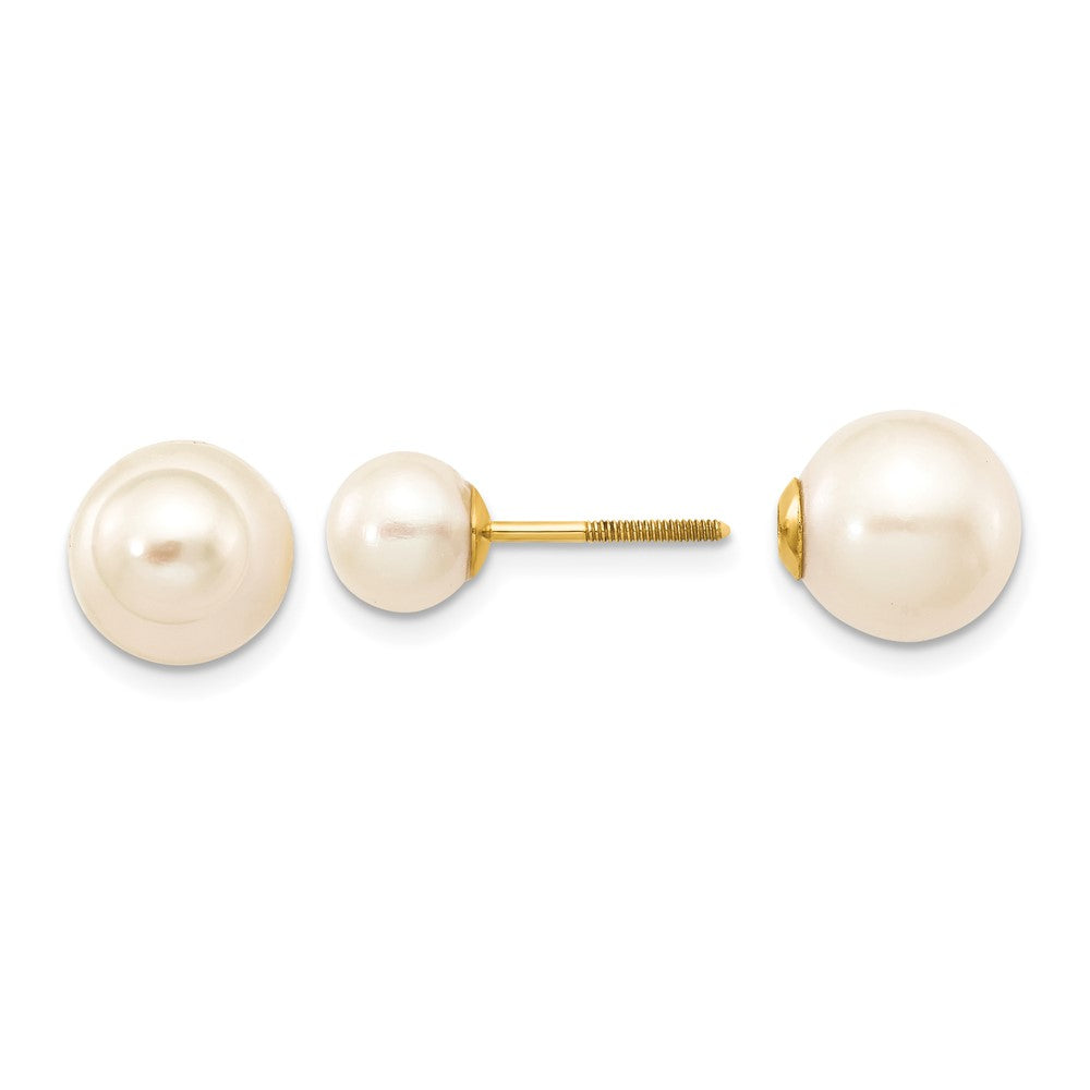 14k 6-7mm & 9-10mm Round Freshwater Cultured Pearl Screw On Post Earrings