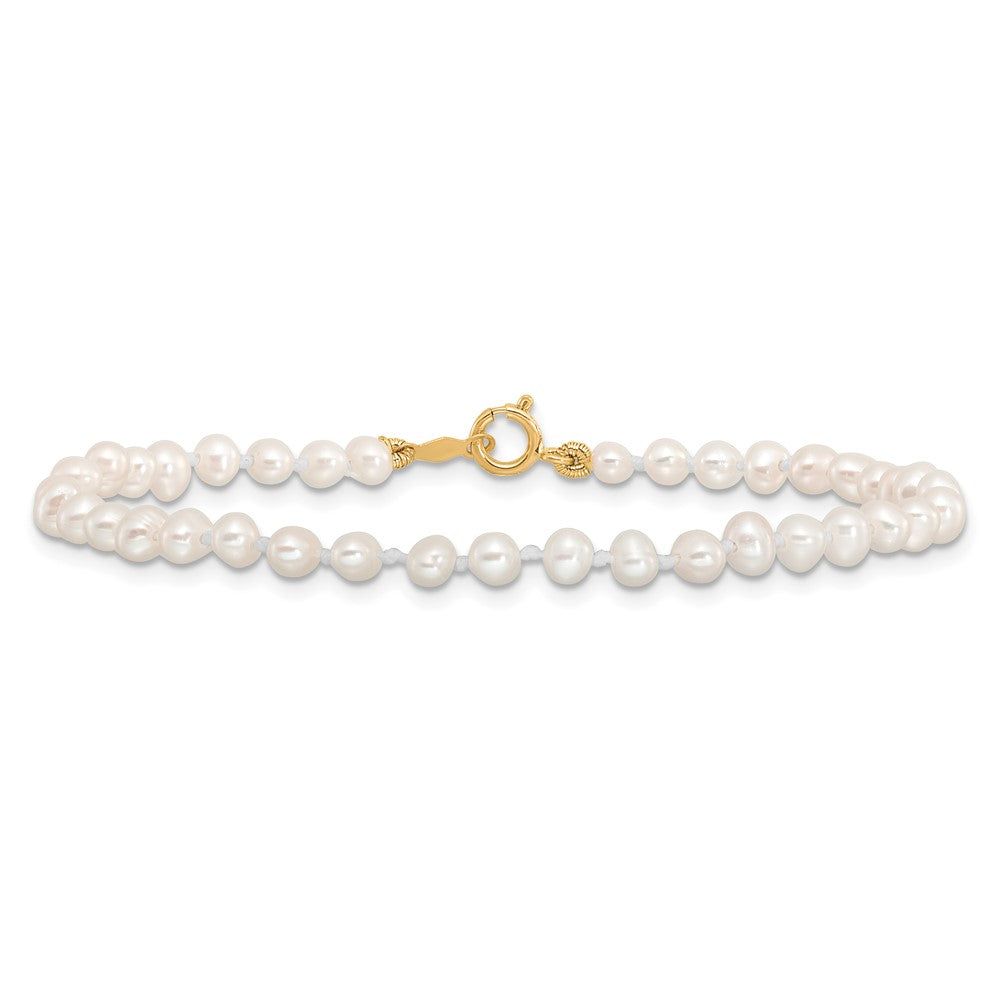 14k Madi K 3-4mm White Egg Shape FW Cultured Pearl Bracelet