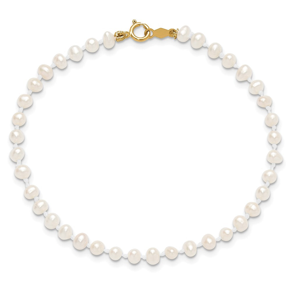 14k Madi K 3-4mm White Egg Shape FW Cultured Pearl Bracelet