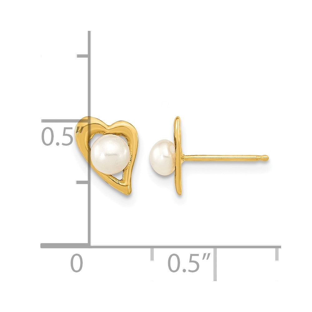 14k 3-4mm White Button Freshwater Cultured Pearl Post Earrings