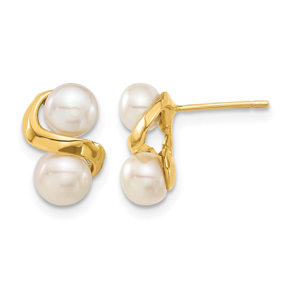 14k 5-6mm White Button FWC Pearl Earring and Pendant Set