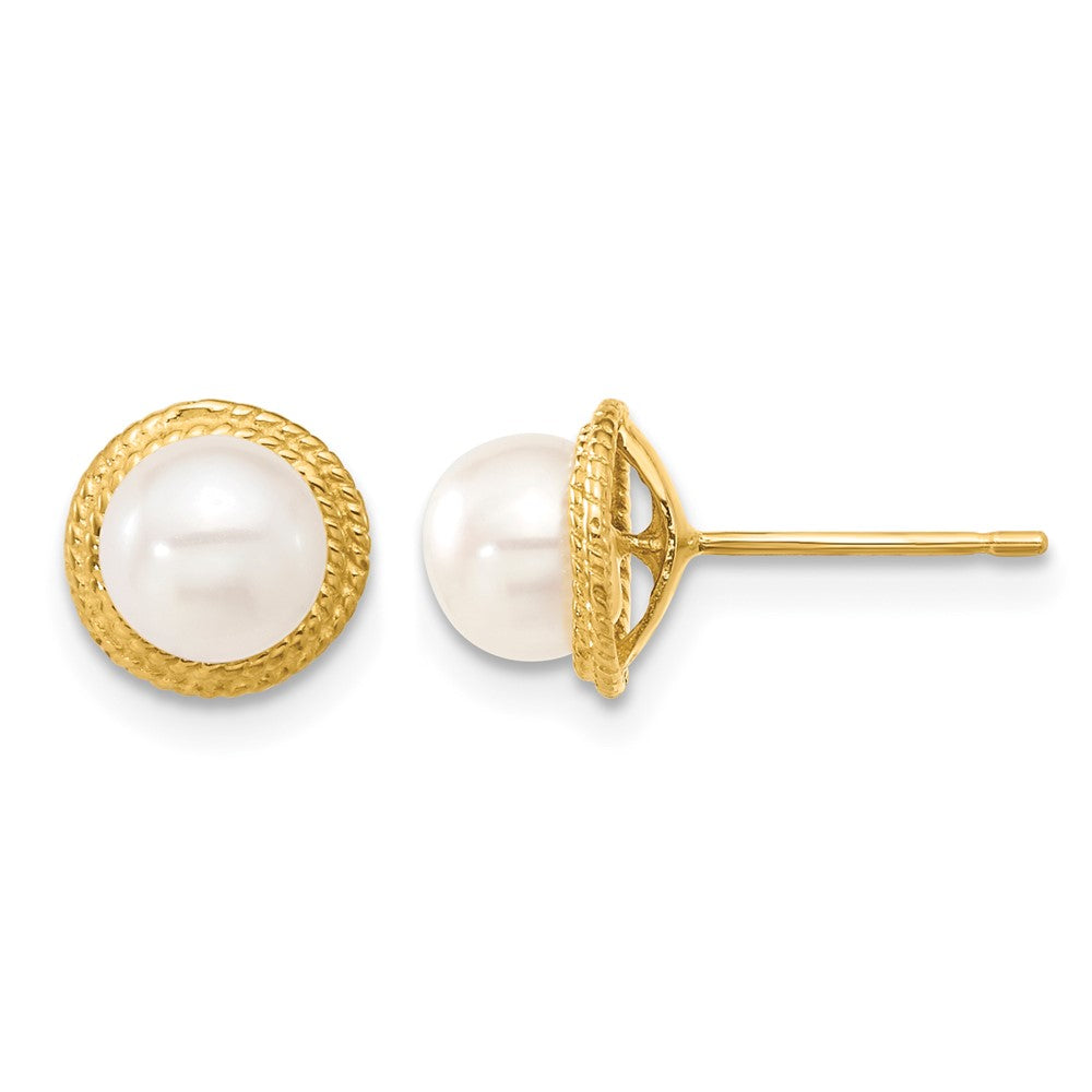 14k 5-6mm White Button FWC Pearl Earring and Pendant Set