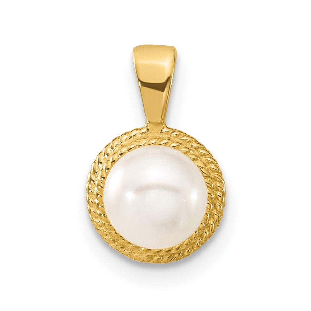14k 5-6mm White Button FWC Pearl Earring and Pendant Set