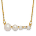 14k White Round FW Cultured Graduated Pearl Diamond Necklace