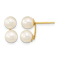 14k 6-7mm White Round FW Cultured Double Pearl Post Earrings