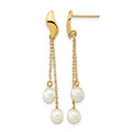 14k 4-5mm White Rice Freshwater Cultured Pearl Post Dangle Earrings