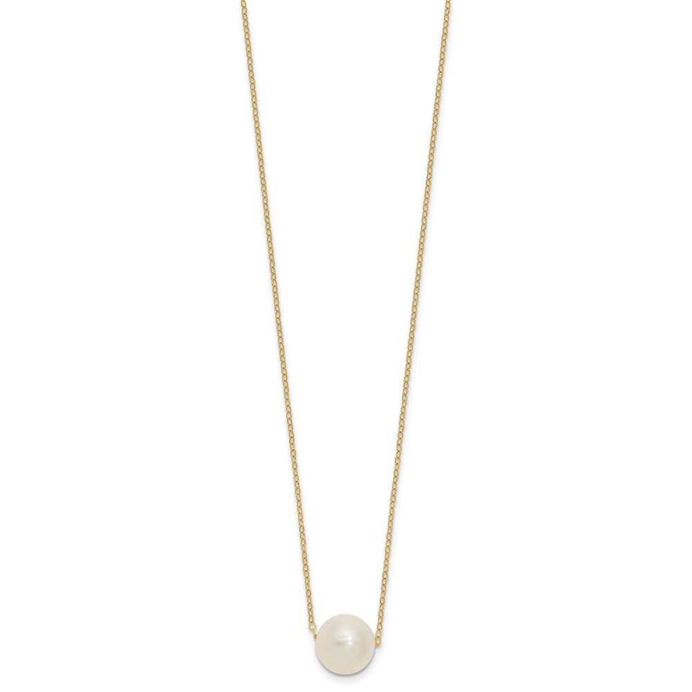 14k 10-11mm White Semi-Round Freshwater Cultured Pearl 17 in Cable Necklace