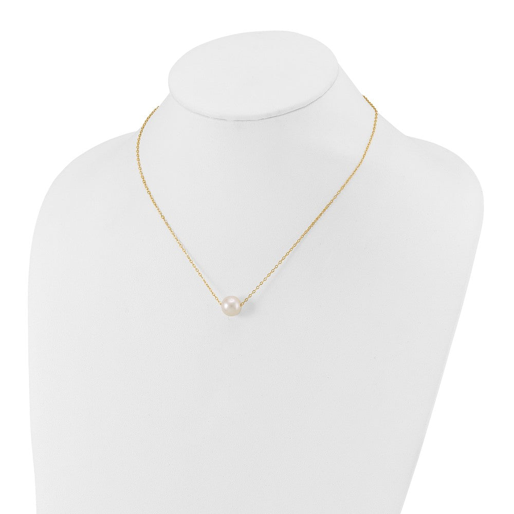 14k 10-11mm White Semi-Round Freshwater Cultured Pearl 17 in Cable Necklace