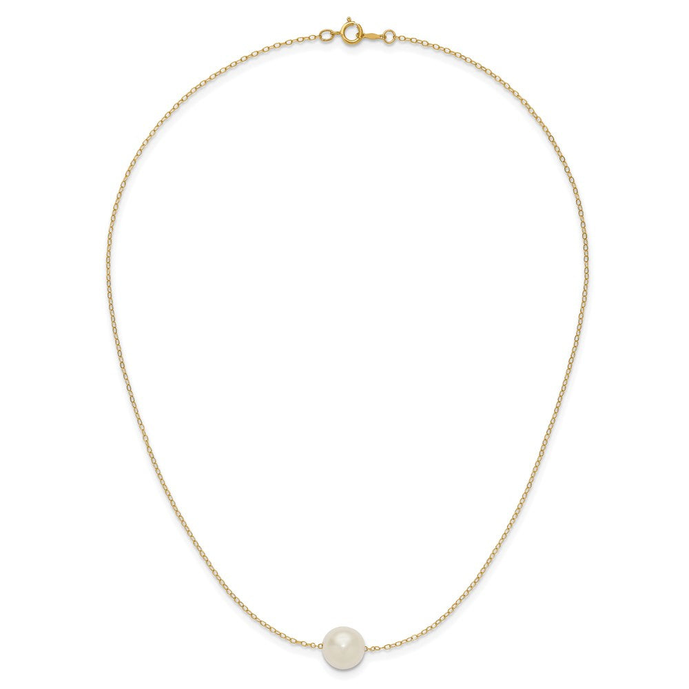 14k 10-11mm White Semi-Round Freshwater Cultured Pearl 17 in Cable Necklace