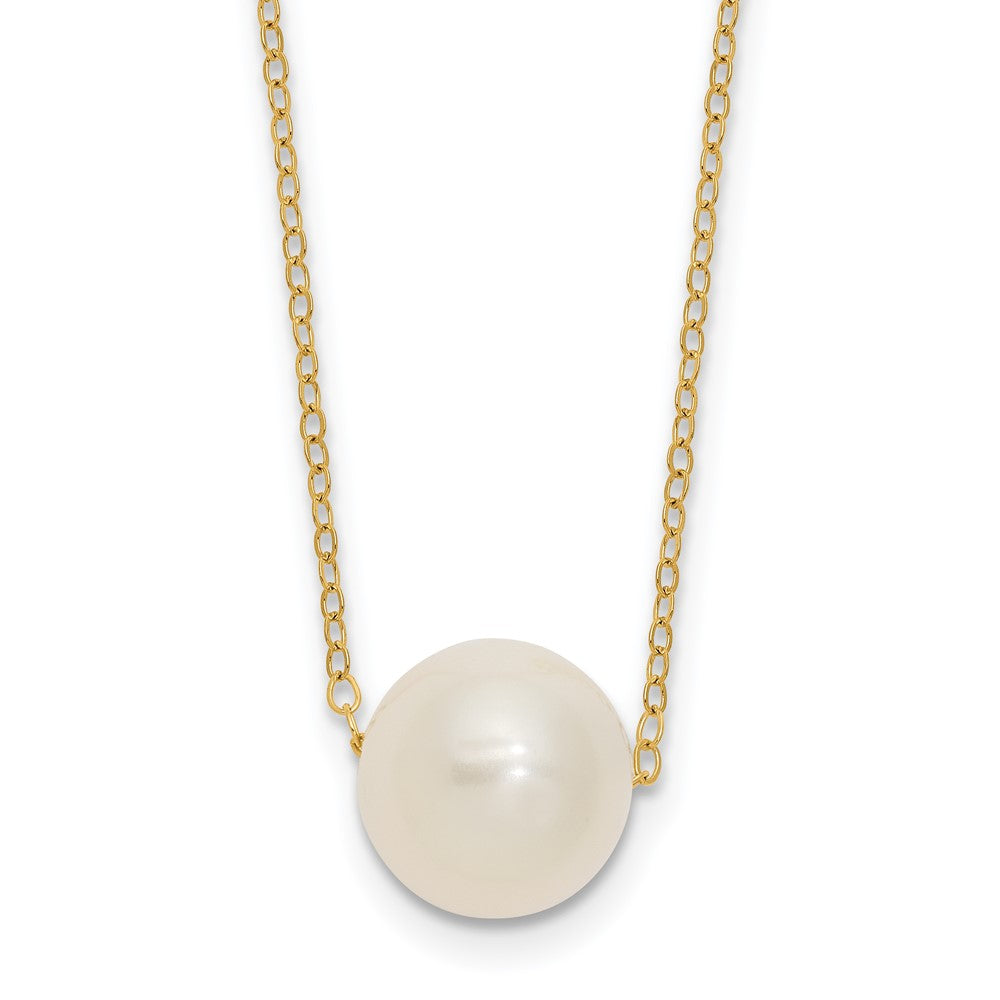 14k 10-11mm White Semi-Round Freshwater Cultured Pearl 17 in Cable Necklace