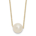 14k 10-11mm White Semi-Round Freshwater Cultured Pearl 17 in Cable Necklace