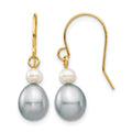 14k 4-7mm White/Grey Round/Rice FW Cultured Pearl Dangle Earrings