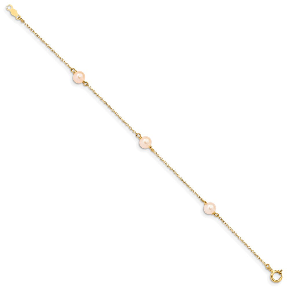 14K Madi K 5-6mm Pink Near-Round FWC Pearl 3-station Bracelet