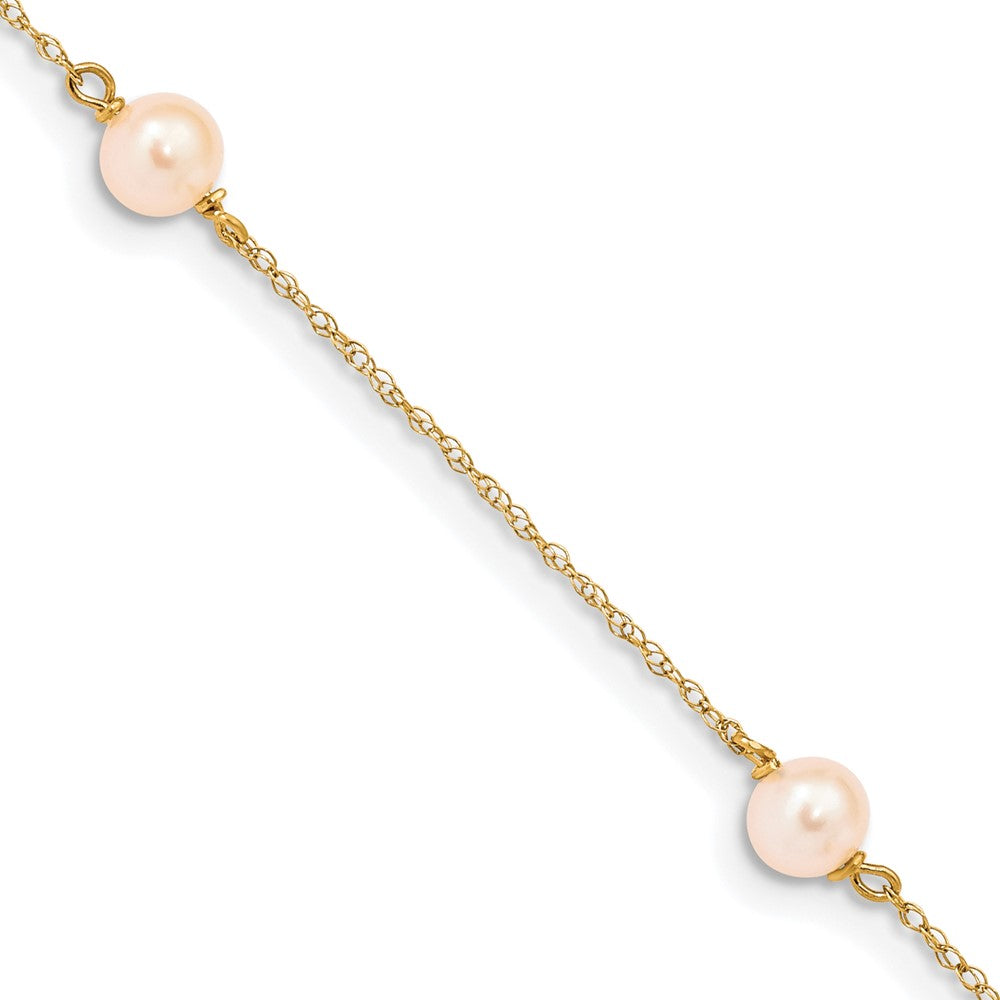 14K Madi K 5-6mm Pink Near-Round FWC Pearl 3-station Bracelet