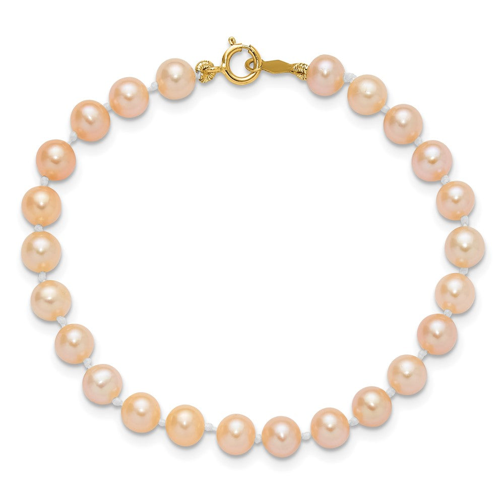 14K Madi K 4-5mm Pink FW Cultured Pearl 5.5\\" Bracelet & Earrings Set"