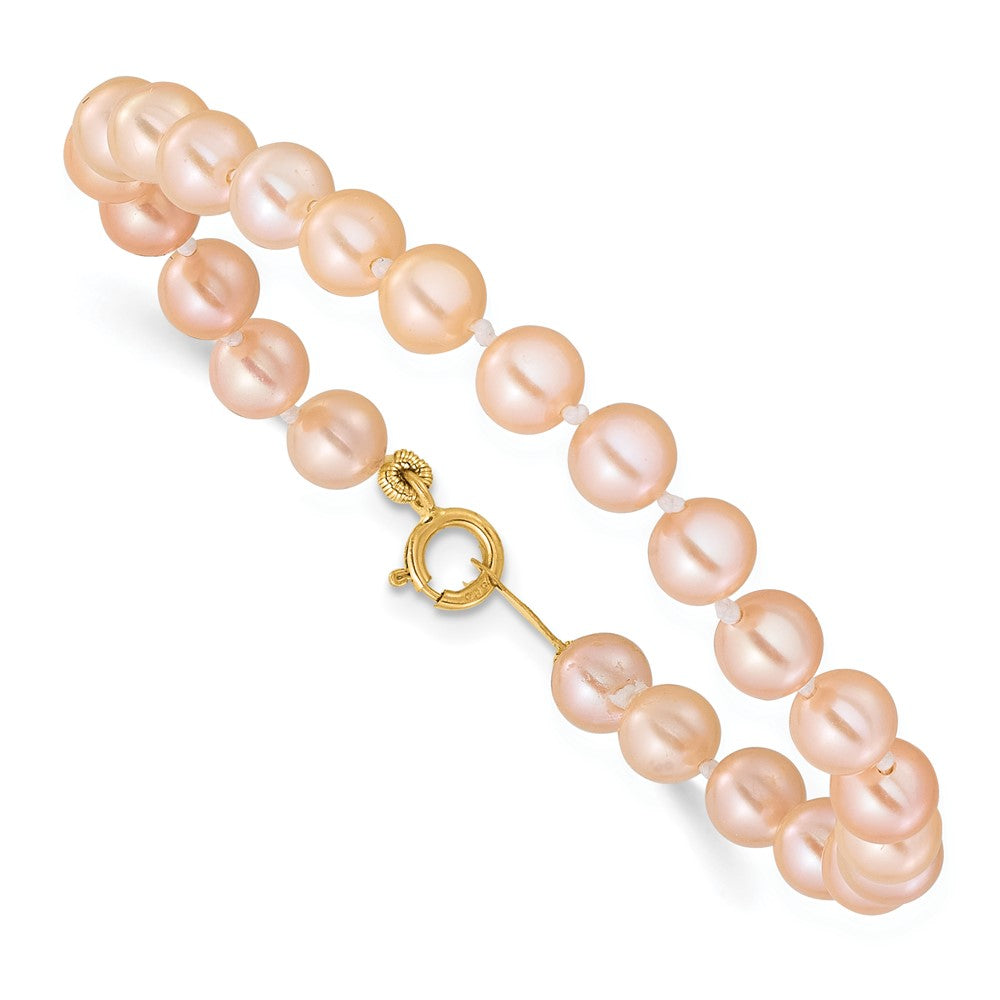 14K Madi K 4-5mm Pink FW Cultured Pearl 5.5\\" Bracelet & Earrings Set"