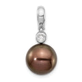 14K WG 10-11mm Round Saltwater Cultured Tahitian Pearl .07ct Dia. Pendant