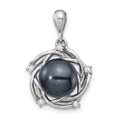 14K WG 8-9mm Round Saltwater Cultured Tahitian Pearl .075ct Dia. Pendant