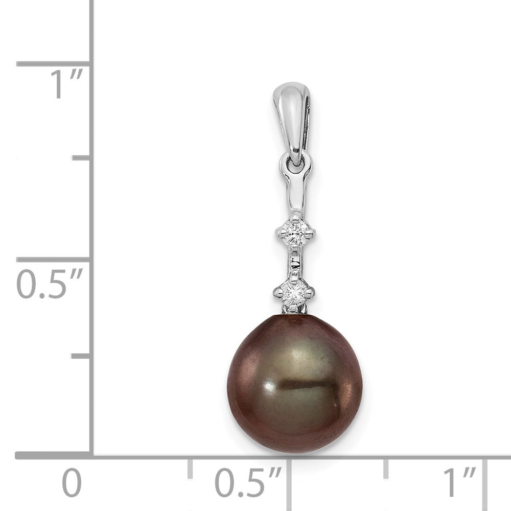 14K WG 8-9mm Teardrop Saltwater Cultured Tahitian Pearl .04ct Dia. Pendant