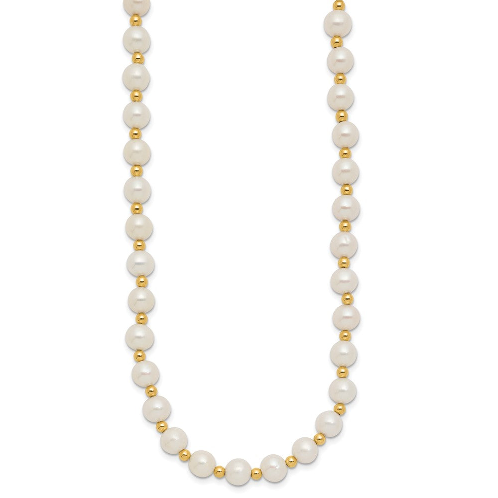 14K 6-7mm White Near Round FW Cultured Pearl Bead Necklace