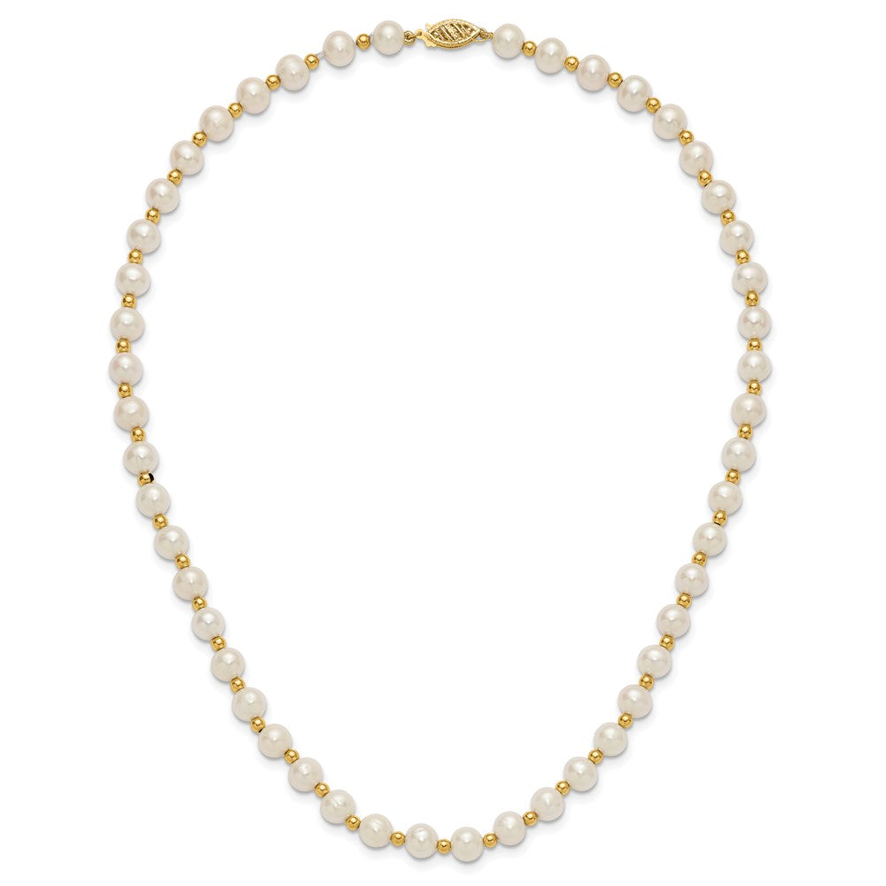 14K 6-7mm White Near Round FW Cultured Pearl Bead Necklace