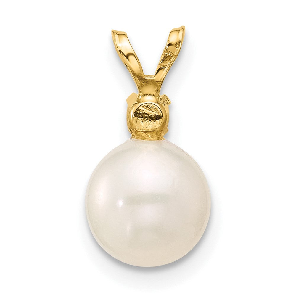 14K 7-7.5mm White Round FWC Pearl Amethyst Pendant