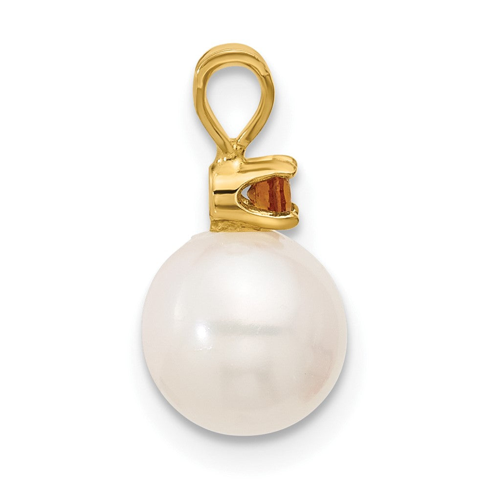 14K 7-7.5mm White Round FWC Pearl Citrine Pendant