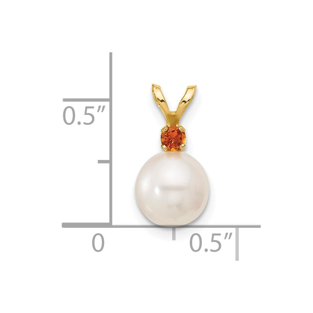 14K 7-7.5mm White Round FWC Pearl Citrine Pendant