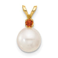 14K 7-7.5mm White Round FWC Pearl Citrine Pendant