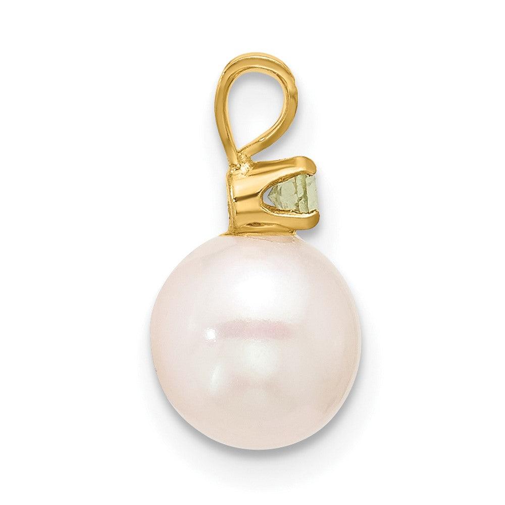 14K 7-7.5mm White Round FWC Pearl Peridot Pendant