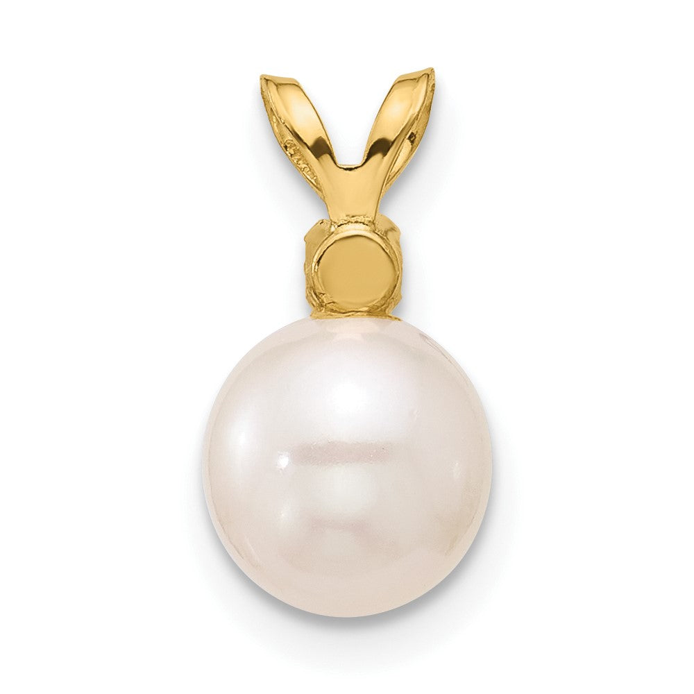 14K 7-7.5mm White Round FWC Pearl Peridot Pendant