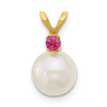 14K 7-7.5mm White Round FWC Pearl Pink Topaz Pendant