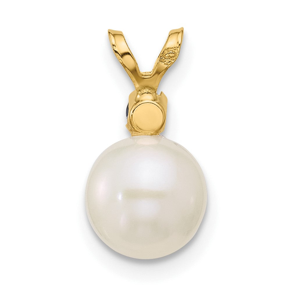 14K 7-7.5mm White Round FWC Pearl Sapphire Pendant
