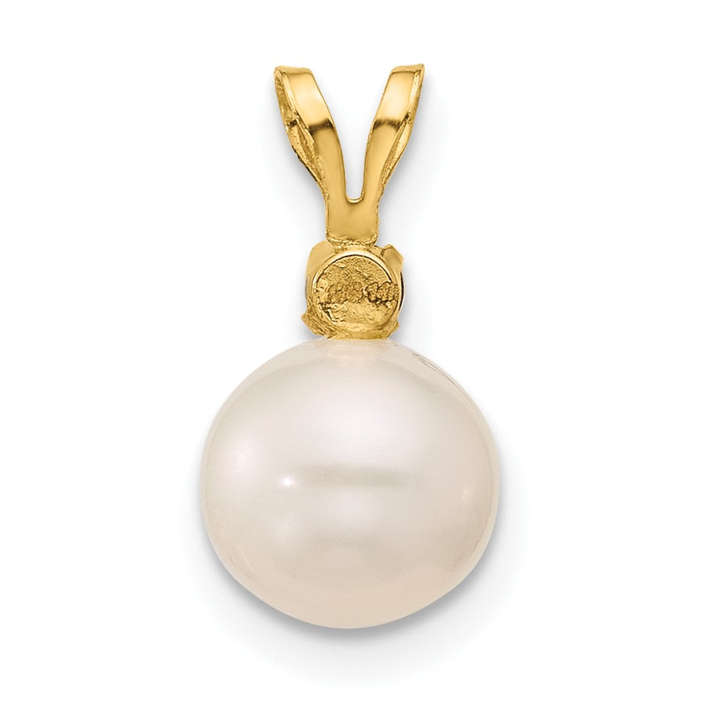 14K 7-7.5mm White Round FWC Pearl Smoky Quartz Pendant