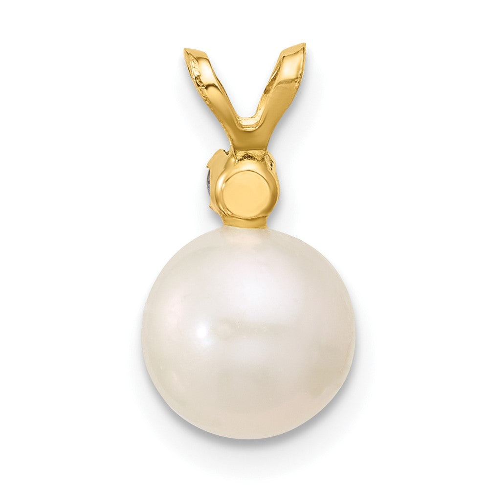 14K 7-7.5mm White Round FWC Pearl Tanzanite Pendant
