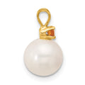 14K Citrine 8-8.5mm White Round FWC Pearl Pendant