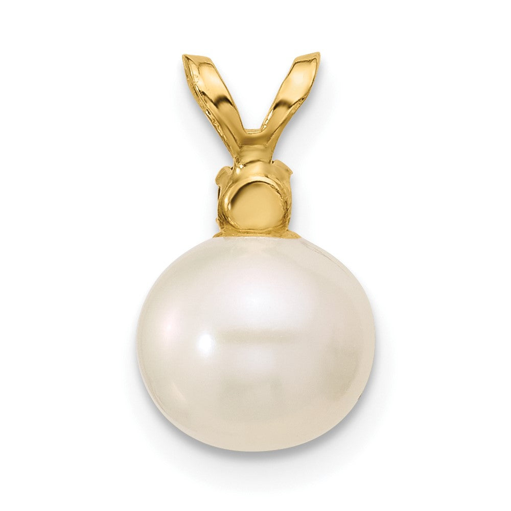 14K Garnet 8-8.5mm White Round FWC Pearl Pendant