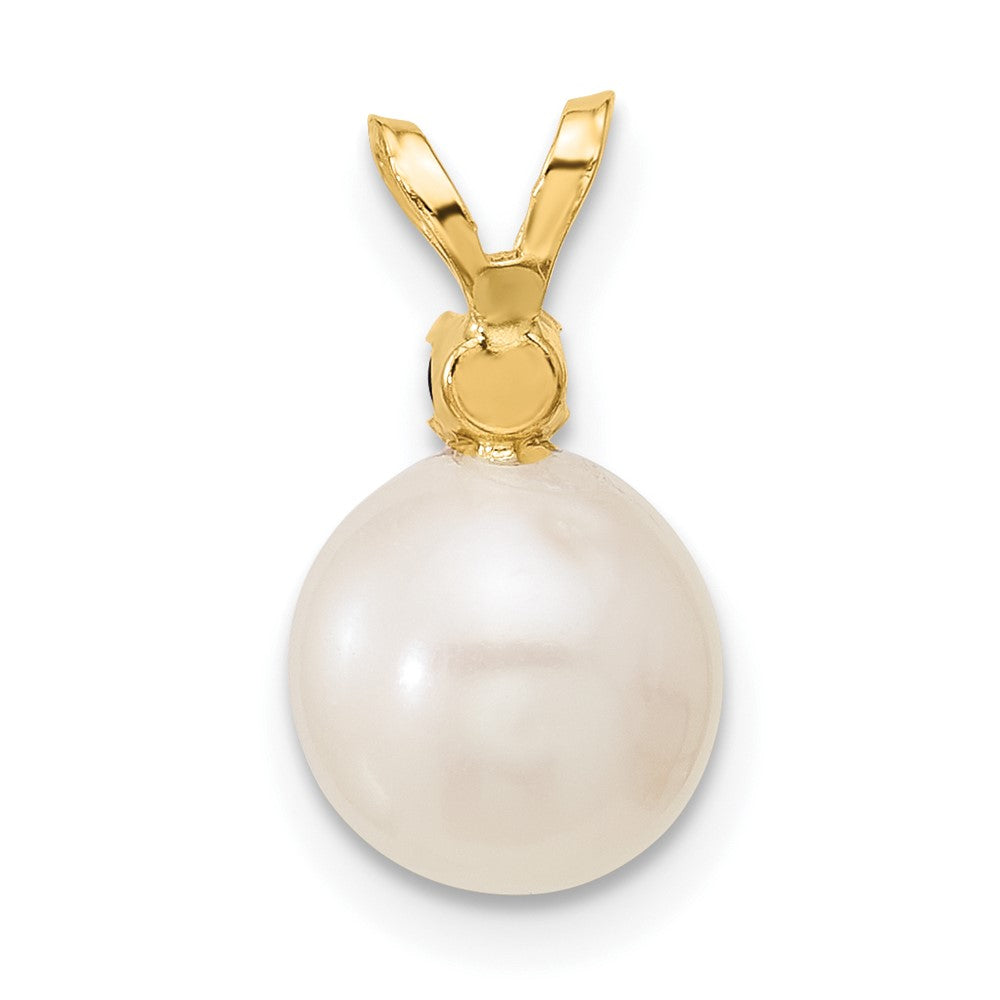 14K Sapphire 8-8.5mm White Round FWC Pearl Pendant