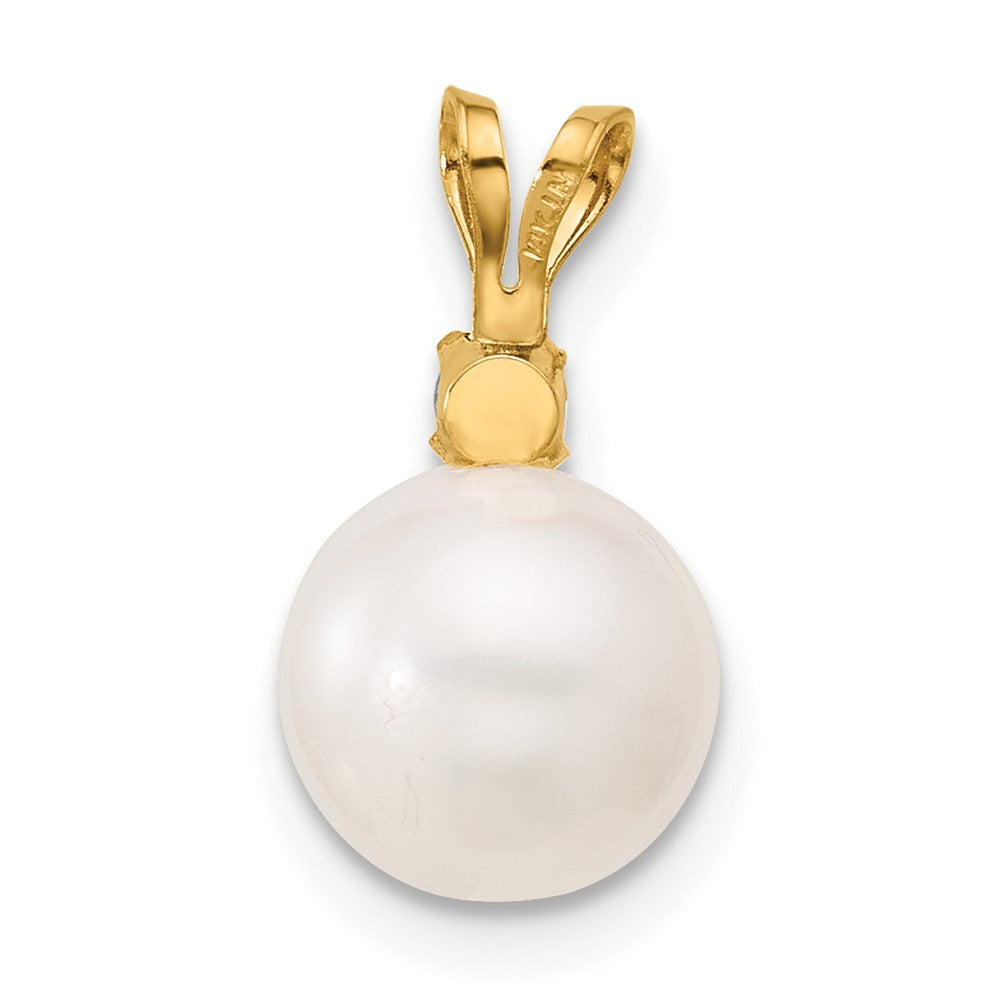 14K Tanzanite 8-8.5mm White Round FWC Pearl Pendant
