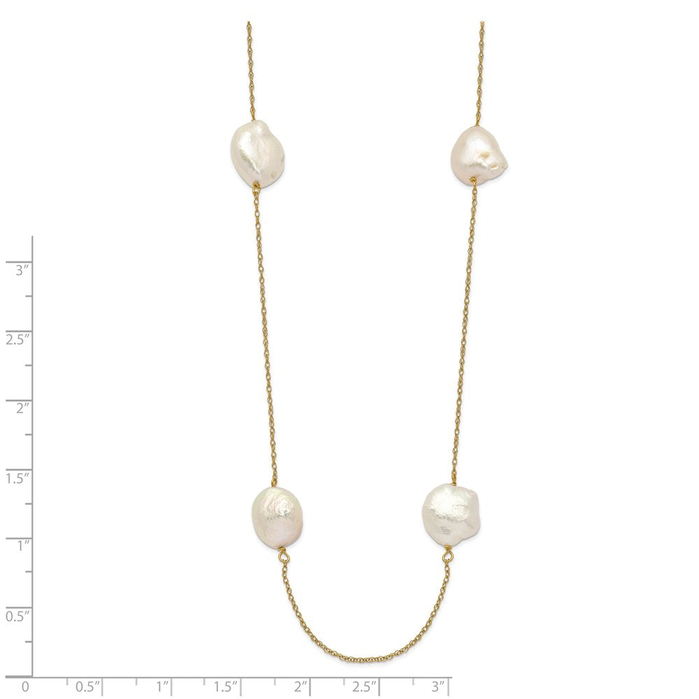 14K 10-11mm White Keshi Freshwater Cultured Pearl 7-station Necklace