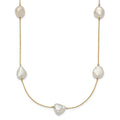 14K 10-11mm White Keshi Freshwater Cultured Pearl 7-station Necklace