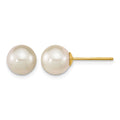 14K 8-9mm Round White Saltwater Cultured South Sea Pearl Earrings