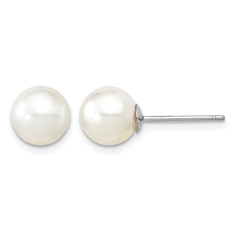 14K White Gold 8-9mm Round White Saltwater South Sea Pearl Earrings
