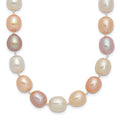 14K 8-9mm Rice Pink Purple White Alternating Color FWC Pearl Necklace