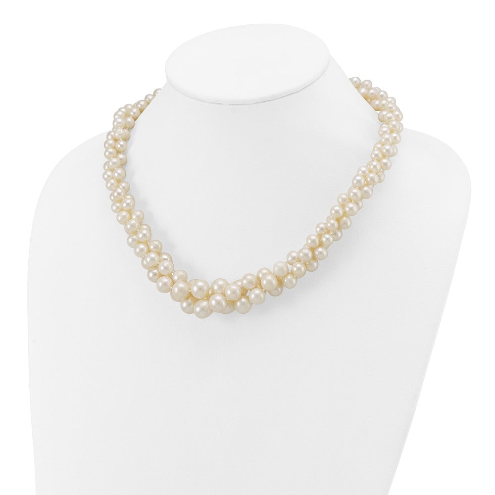 14K 5-9mm Semi-round White FWC Pearl Multi-strand Necklace