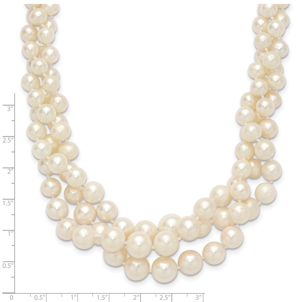 14K 5-9mm Semi-round White FWC Pearl Multi-strand Necklace