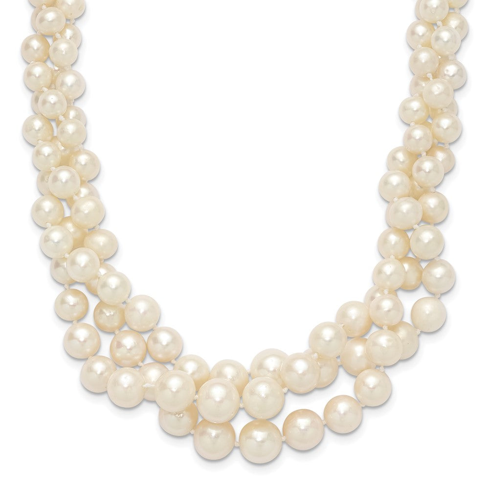 14K 5-9mm Semi-round White FWC Pearl Multi-strand Necklace