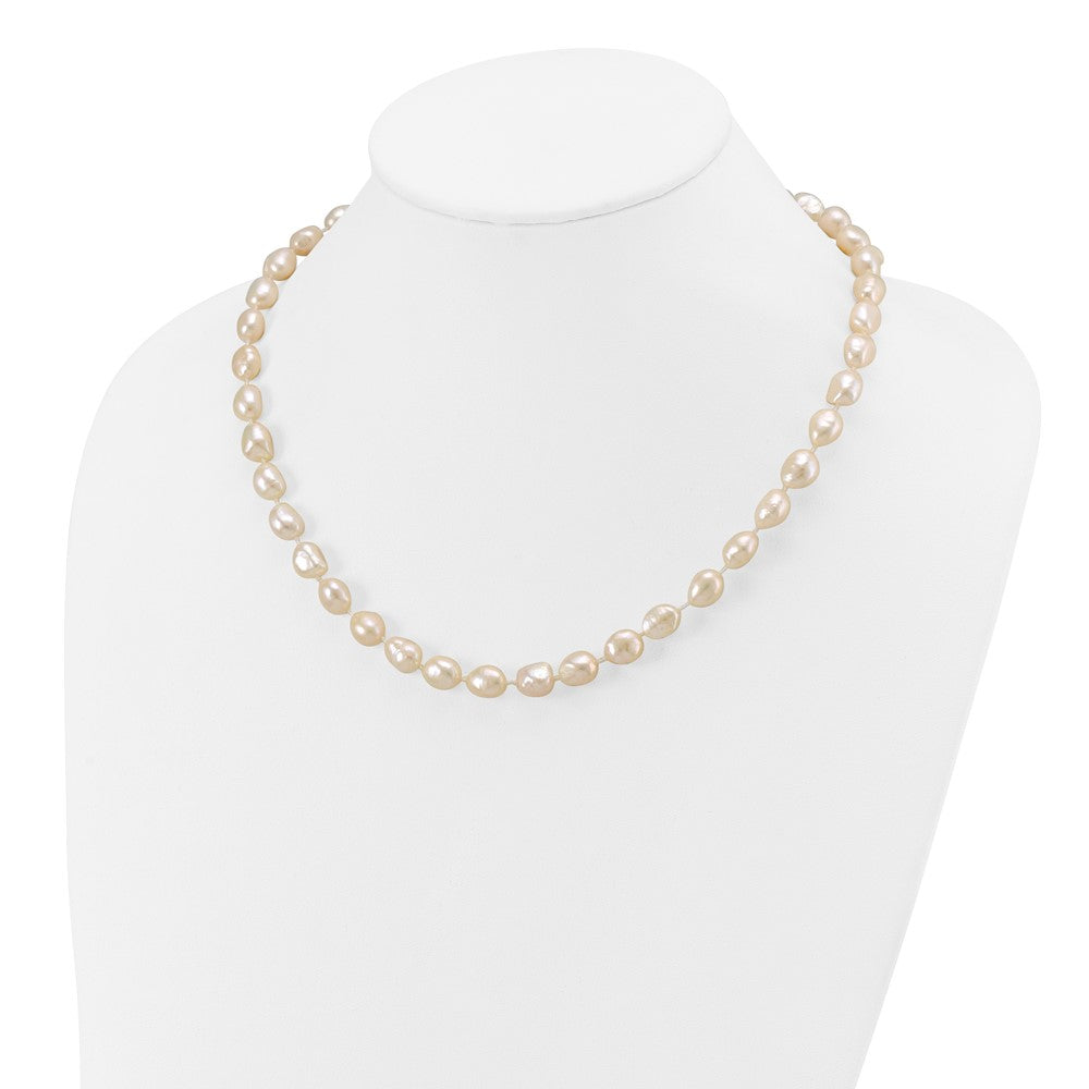 14K 7x11mm Baroque White Freshwater Cultured Pearl Necklace