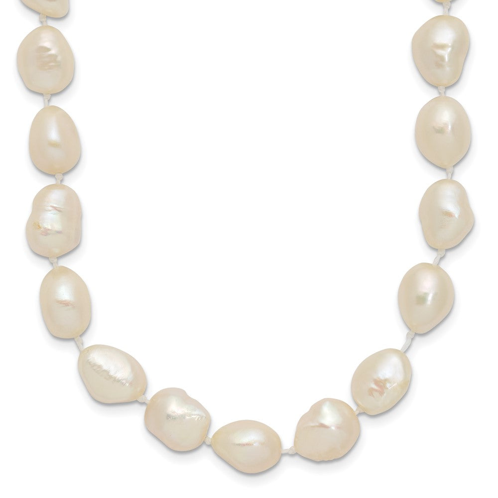 14K 7x11mm Baroque White Freshwater Cultured Pearl Necklace